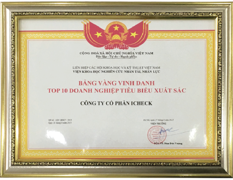 icheck đạt Top 10 doanh nghiệp tiêu biểu xuất sắc
