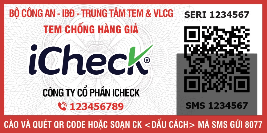 Tem chống hàng giả QR Code iCheck kết hợp cùng tem chống giả Bộ Công An