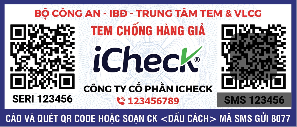 Tem chống hàng giả QR Code iCheck kết hợp cùng tem chống giả Bộ Công An
