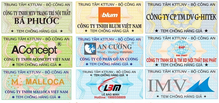 Mẫu tem vỡ chống hàng giả Bộ Công An